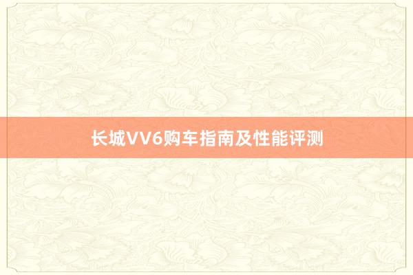长城VV6购车指南及性能评测